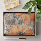 Oranje Waterverf Spring Flowers Decoupage Tissuepapier (Geschenk)