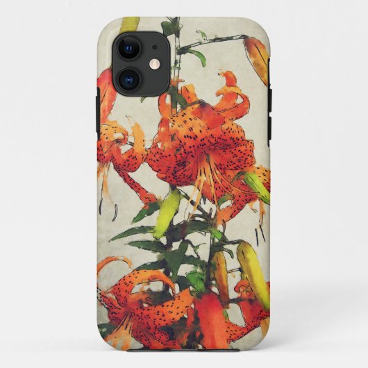 Oranje Waterverf Tiger Lily 1 Case-Mate iPhone Case (Achterkant)