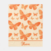 Oranje Waterverf vlinders Fleece Deken (Voorkant)