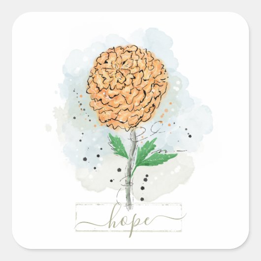 Oranje Waterverf Vloerhoopplein ticker Vierkante Sticker (Voorkant)