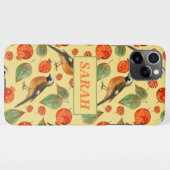 Oranje Waterverf Vogels en granaatappel Patroon iPhone Hoesje (Achterkant horizontaal)
