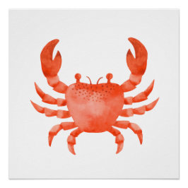 Oranje Waterverf Zee Crab Poster Print Perfect Poster