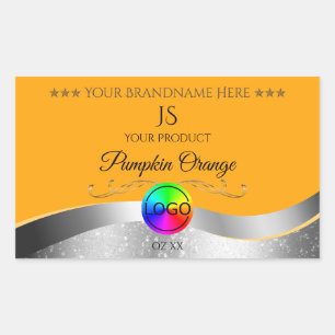 Oranje Wavy Silver Logo en Monogram Product Label
