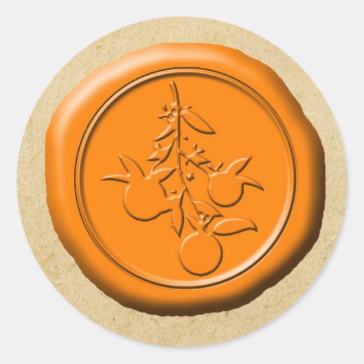 Oranje Wax Seal OFMD Branch Design Magnet Ronde Sticker (Voorkant)