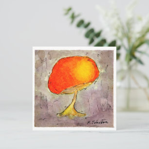 Oranje Wenskaart voor paddenstoelWaterverf Kaart