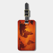 oranje wereldkaart bagagelabel (Voorkant verticaal)
