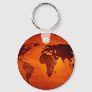 oranje wereldkaart sleutelhanger