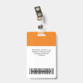 Oranje Werknemer Qr Code, Bar Code, Logo, Naam Badge (Achterkant met clip)