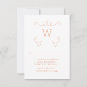 Oranje Whimsical Flourish Monogram RSVP-kaart RSVP Kaartje