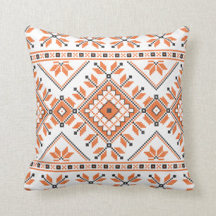 Oranje White Aztec Tribal Etnische Geometrische Pa Kussen