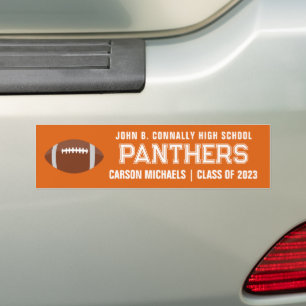 Oranje White Custom School Football Team Player Bumpersticker