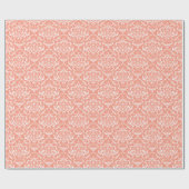 Oranje White Damask Pattern Cadeaupapier (Vlak)