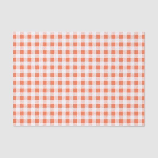 Oranje White Gingham Pattern Tissuepapier (Voorkant)