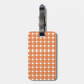 Oranje White Gingham Personalized Bagagelabel (Achterkant verticaal)