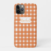 Oranje White Gingham Personalized Case-Mate iPhone Case (Achterkant)