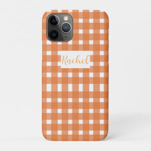 Oranje White Gingham Personalized iPhone 11 Pro Hoesje