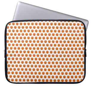 Oranje White Polka Dot Halloween Pumpkin Print Laptop Sleeve