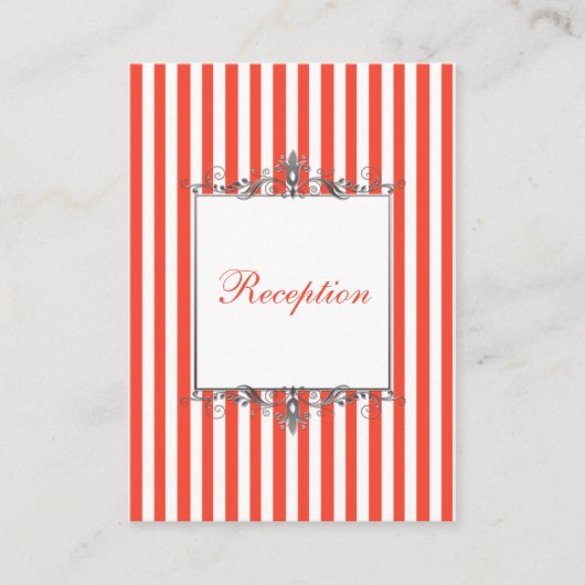 Oranje White Silver Stripes Scroll Enclosure Kaart (Voorkant)