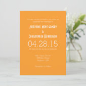 Oranje-White Simple Modern Wedding Invitation Kaart (Staand voorkant)