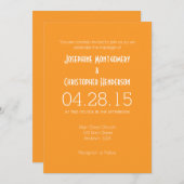 Oranje-White Simple Modern Wedding Invitation Kaart (Voorkant / Achterkant)