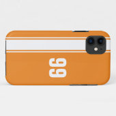 Oranje & White Stripe Jersey Genummerde iPhone Cas Case-Mate iPhone Case (Achterkant (horizontaal))
