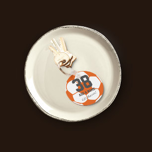 Oranje White Voetbal Team Player ・ Custom Sleutelhanger