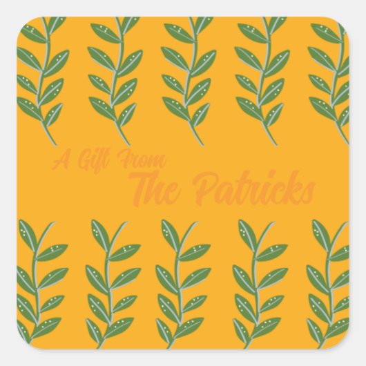 Oranje wijnstok cadeau Label Sticker (Voorkant)