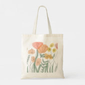 Oranje wilde bloemen tote bag (Achterkant)