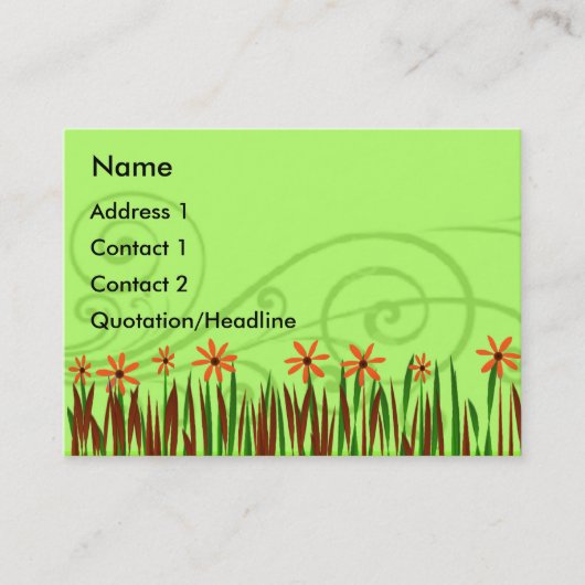 Oranje wilde bloemen visitekaartje (Voorkant)