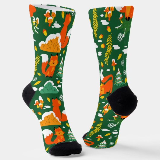 Oranje wilde herfst winter bos vos sokken (Gebogen)