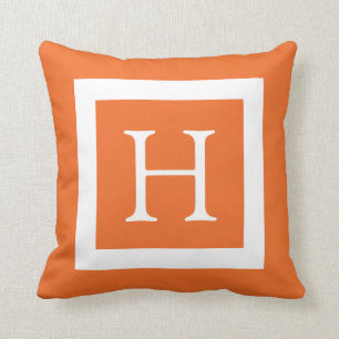 Oranje wit aangepast monogram kussen