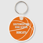 oranje wit aangepaste jersey nummer basketbal sleutelhanger (Achterkant)