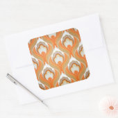  Oranje wit behangpatroon Vierkante Sticker (Envelop)
