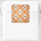  Oranje wit behangpatroon Vierkante Sticker (Tas)