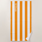 Oranje wit | Cabana Stripes Personeelsformatie Strandlaken (Voorkant)