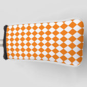 Oranje wit Checker Diamantpatroon Golfheadcover (Voorkant)