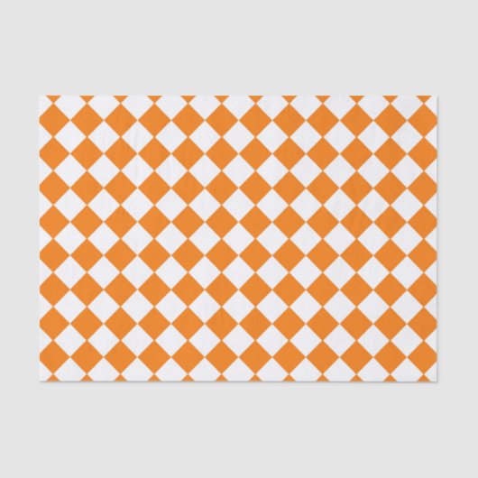Oranje wit Checker Diamantpatroon Tissuepapier (Voorkant)