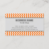 Oranje wit Chevron Zigzag Monogram Visitekaartje (Achterkant)