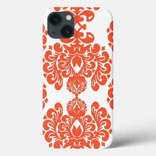 Oranje wit Damaspatroon Case-Mate iPhone Case (Achterkant)