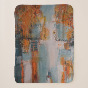 Oranje, wit en blauwgroen abstract schilderen sherpa deken