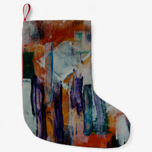 Oranje wit en zwart abstract schilderij kleine kerstsok