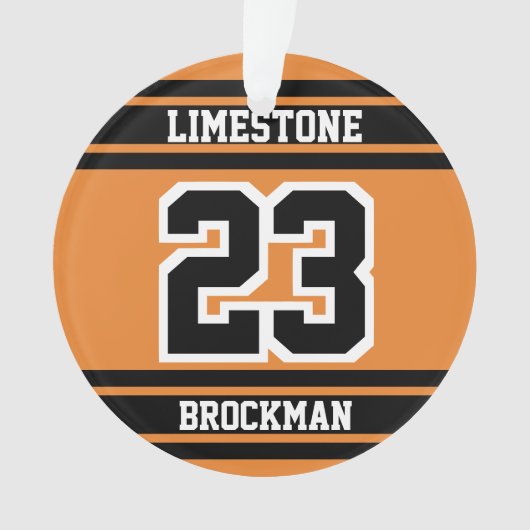 Oranje, wit en zwart Jersey nummer Ornament (voorkant)