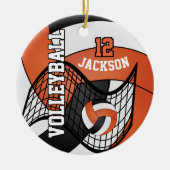 Oranje, wit en zwart 🏐 keramisch ornament (Voorkant)