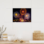 Oranje&wit Fireworks Poster (Keuken)