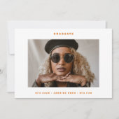 Oranje wit funky foto college foto Afstuderen Aankondiging (Voorkant)