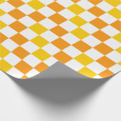Oranje Wit Geel Geruit Patroonontwerp  Cadeaupapier (Hoek)