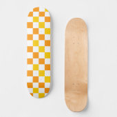 Oranje Wit Geel Geruit Patroonontwerp Skateboard (Voorkant)