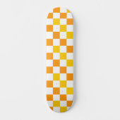 Oranje Wit Geel Geruit Patroonontwerp Skateboard (Voorkant)