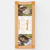 Oranje wit Geometric Two Photos Afstuderen Spandoek (Verticaal)