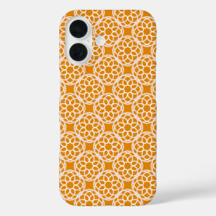 Oranje wit geometrisch naadloos patroon iPhone 16 hoesje